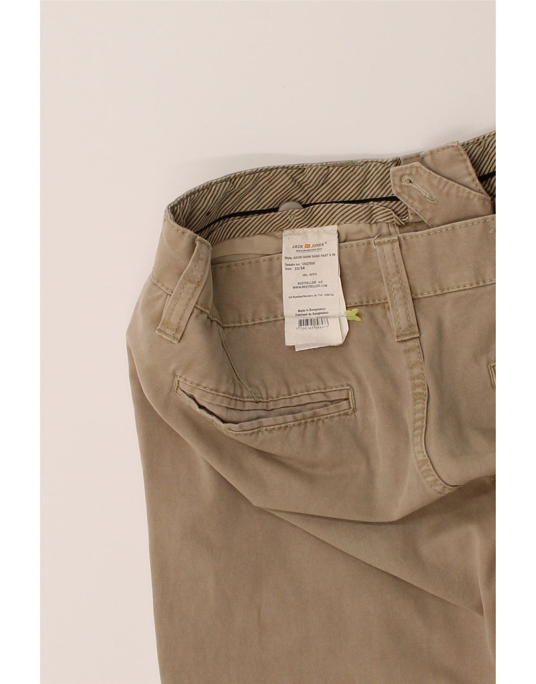 JACK & JONES Mens Straight Chino Trousers W33 L34 Beige Cotton Vintage Jack & Jones and Second-Hand Jack & Jones from Messina Hembry 