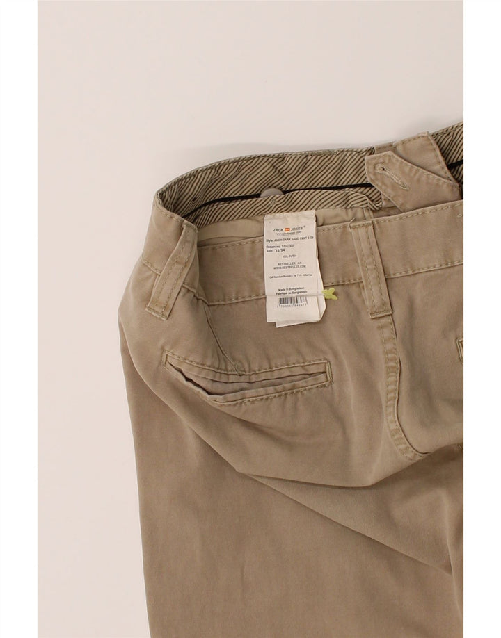 JACK & JONES Mens Straight Chino Trousers W33 L34 Beige Cotton Vintage Jack & Jones and Second-Hand Jack & Jones from Messina Hembry 