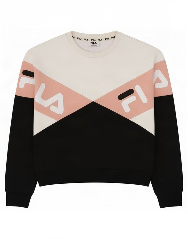 Fila moletom gráfico feminino jumper UK 14 grande bloco colorido multicolorido