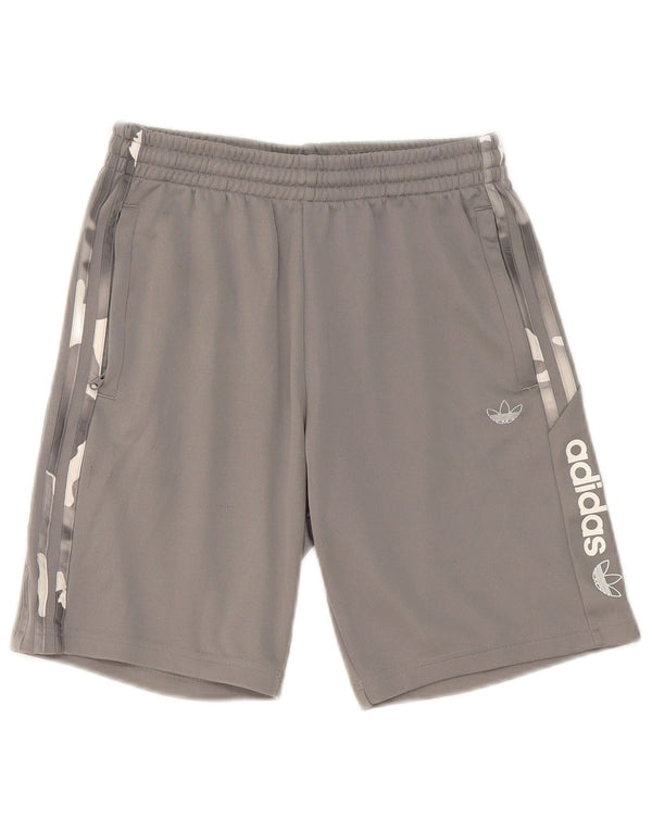 Shorts esportivos gráficos Adidas meninos 13-14 anos cinza camuflagem poliéster
