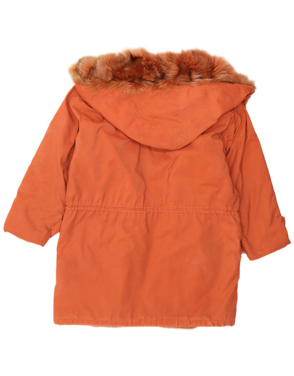 Vintage Womens Hooded Loose Fit Windbreaker Coat UK 14 Large Orange