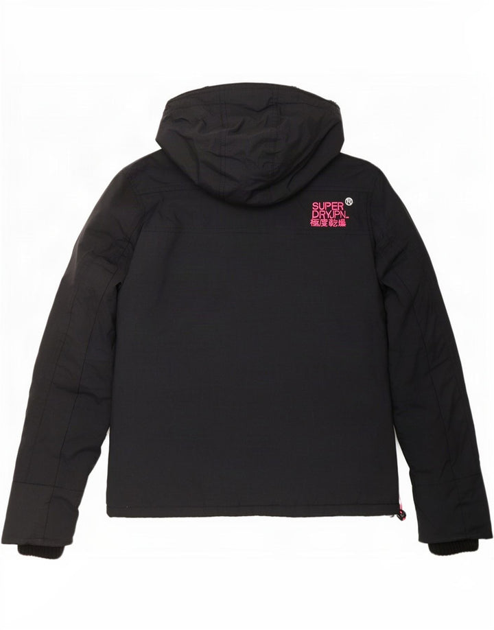 Jaqueta corta-vento feminina Superdry com capuz e blusão UK 14 médio preto