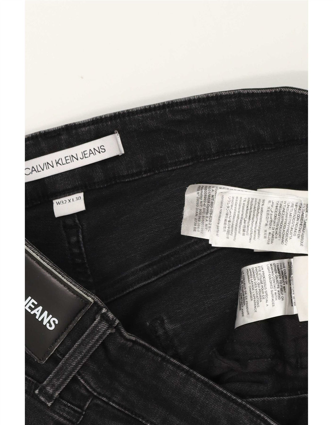 Calvin Klein Mens Jeans Slim W32 L30 Algodão Preto