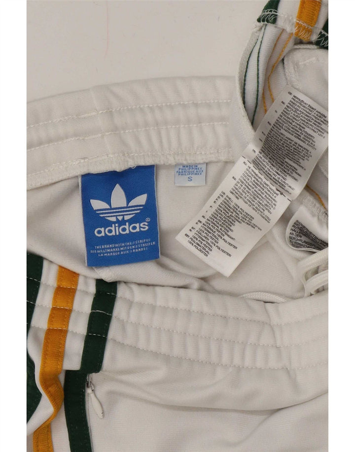 Calça de treino feminina Adidas UK 10 pequena poliéster branco