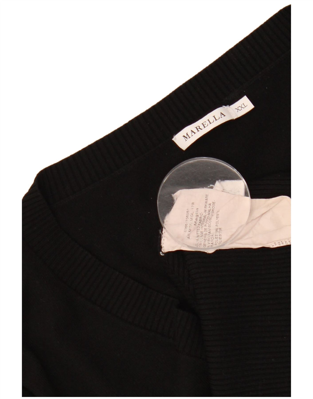 MARELLA Suéter feminino militar com decote em V Reino Unido 20 2XL Viscose preta