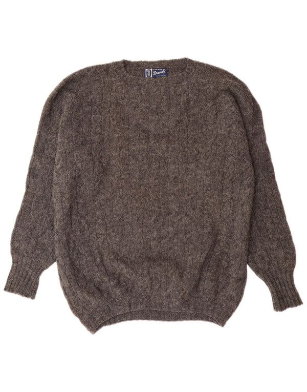 Suéter masculino Drumohr com gola redonda XL lã cinza