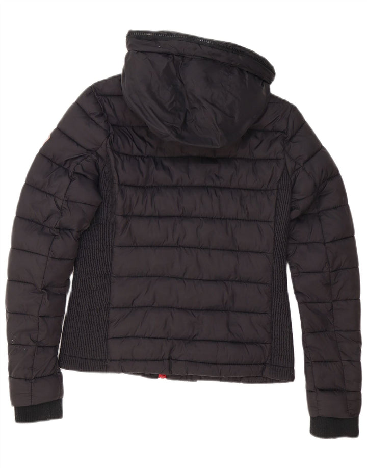 Jaqueta acolchoada com capuz feminina Superdry UK 12 médio preto nylon