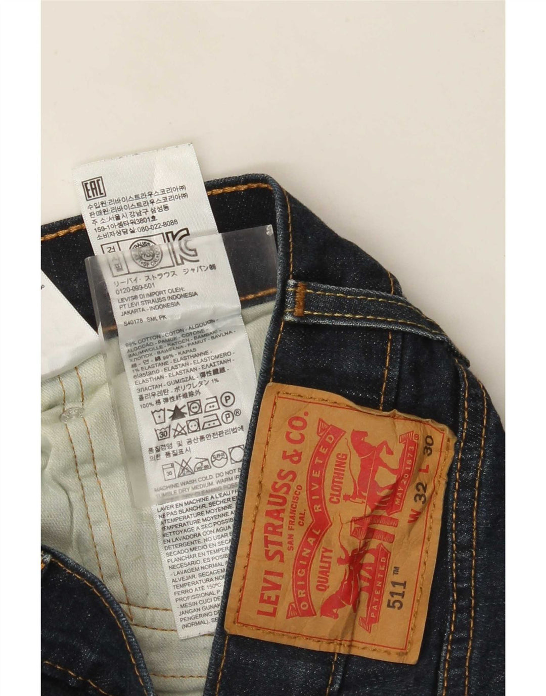 Levi's Masculino 511 Slim Jeans W32 L30 Azul Marinho Algodão