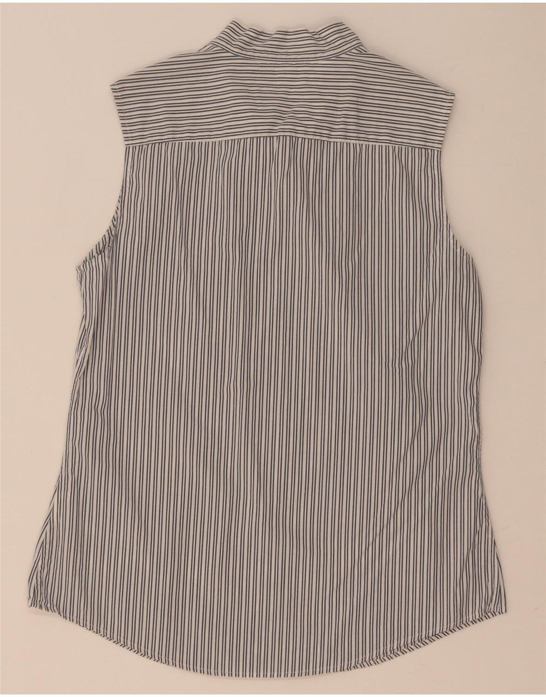 Camisa feminina Tommy Hilfiger sem mangas com gravata frontal US 8 risca de giz cinza médio