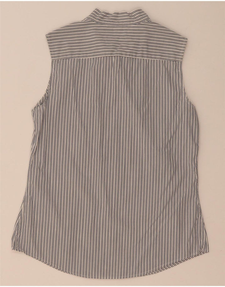 Camisa feminina Tommy Hilfiger sem mangas com gravata frontal US 8 risca de giz cinza médio