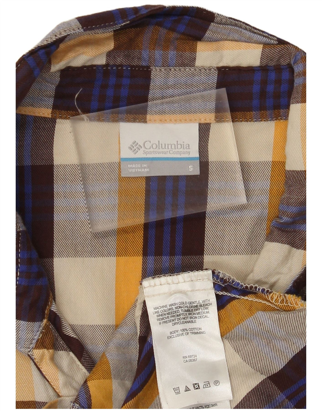 Camisa feminina de flanela Columbia UK 10 pequena algodão xadrez multicolorido