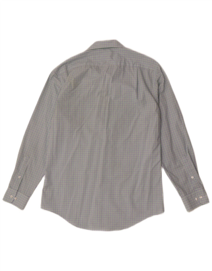 Camisa masculina Tommy Hilfiger tamanho 15 1/2 algodão xadrez azul médio