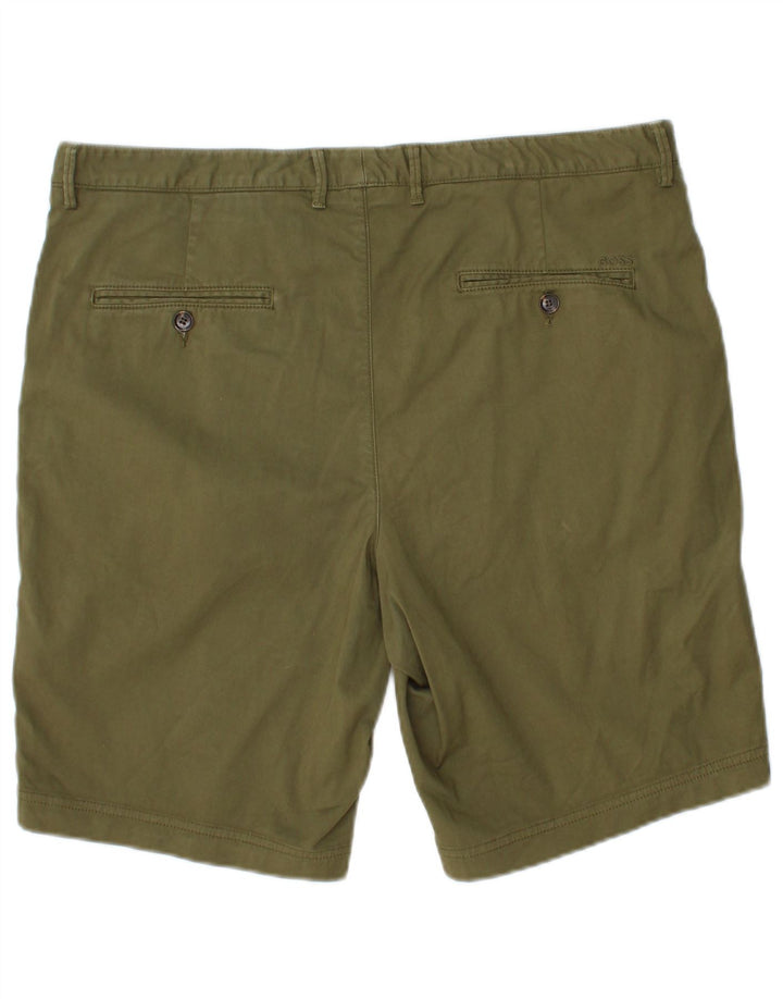 HUGO BOSS Mens Chino Shorts IT 52 XL W36 Algodão Cáqui