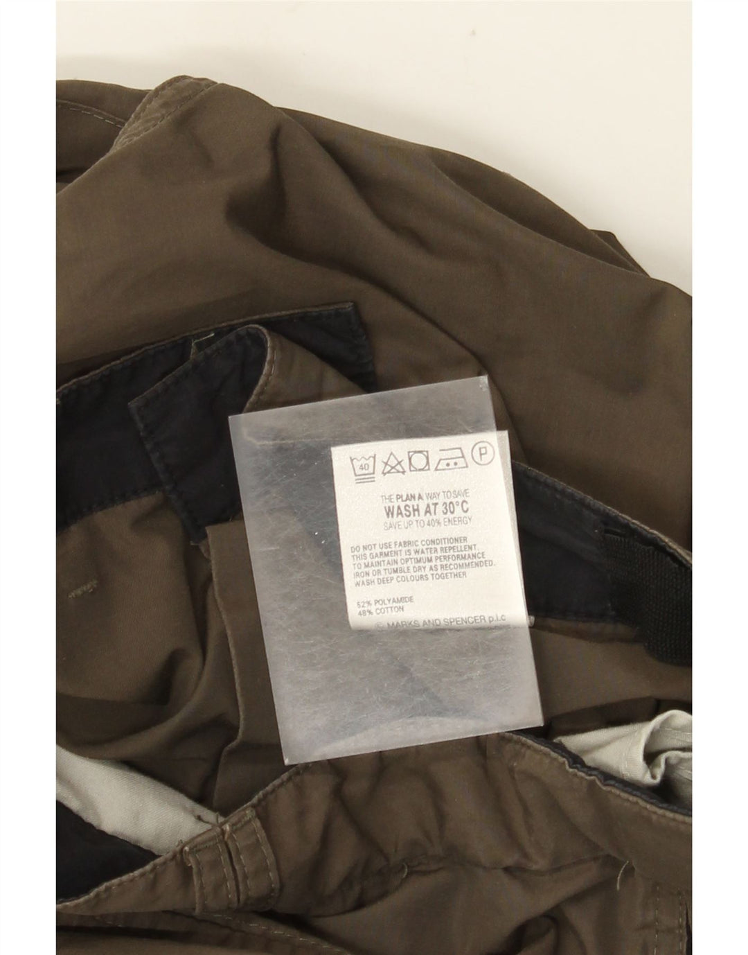Calça cargo masculina reta MARKS & SPENCER W40 L31 poliamida verde