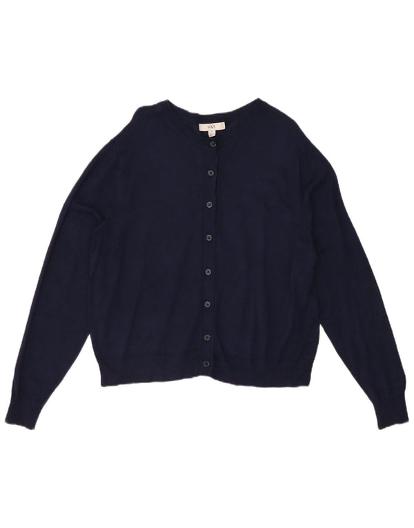 Suéter cardigã feminino Marks & Spencer UK 18 XL azul marinho viscose