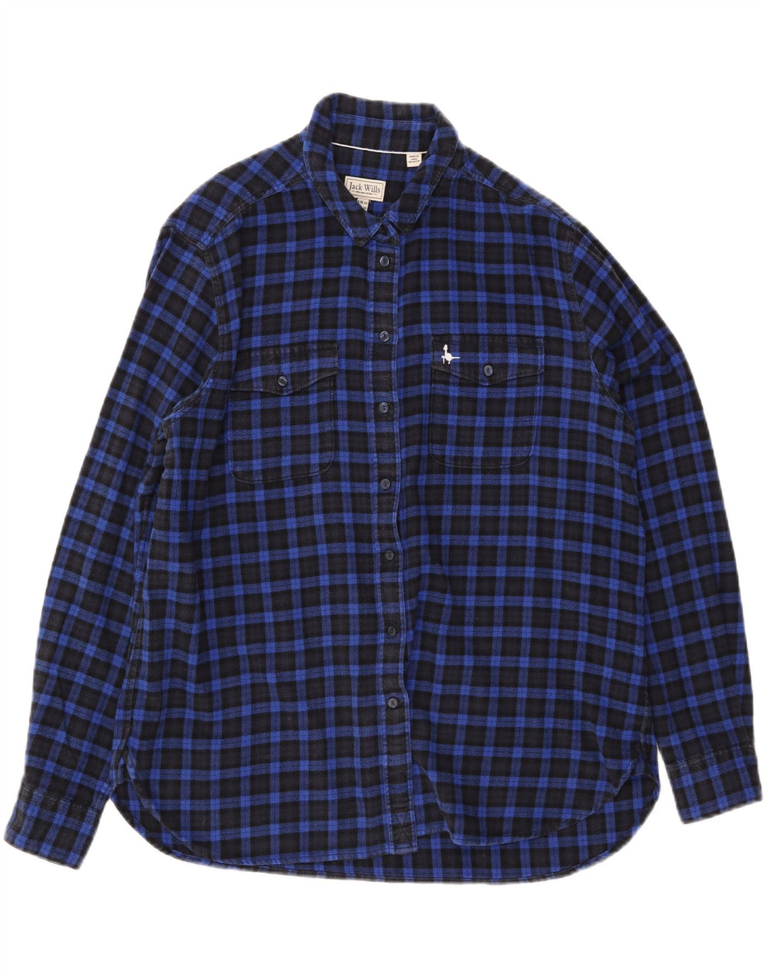 Camisa feminina de flanela JACK WILLS Reino Unido 14 grande algodão xadrez azul marinho