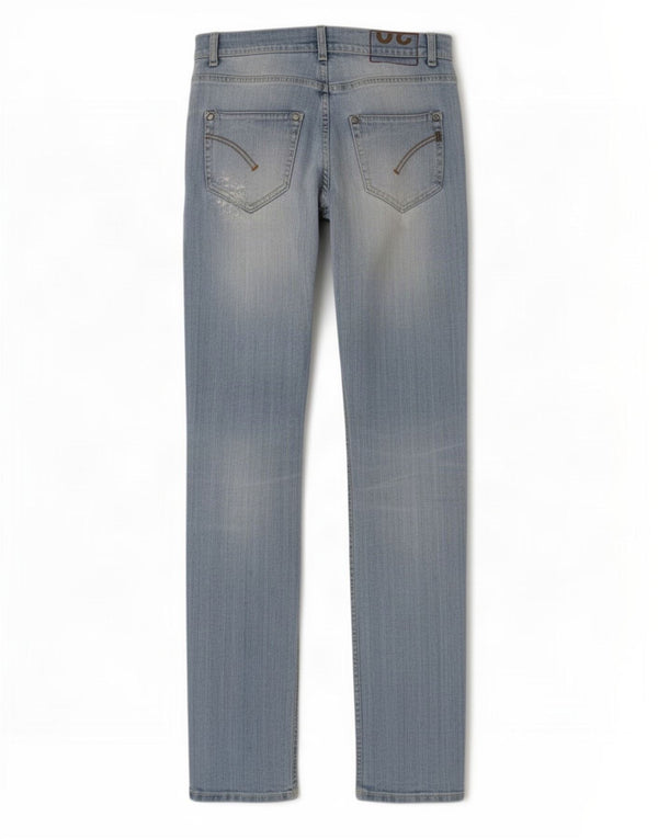 Dondup Jeans feminino slim desgastado W30 L33 algodão azul