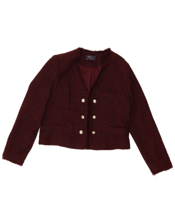 Jaqueta Bolero Feminina Marks & Spencer Straight Fit Reino Unido 10 Pequena Borgonha
