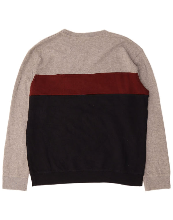 Zara Suéter masculino com gola redonda XL algodão colorblock multicolorido