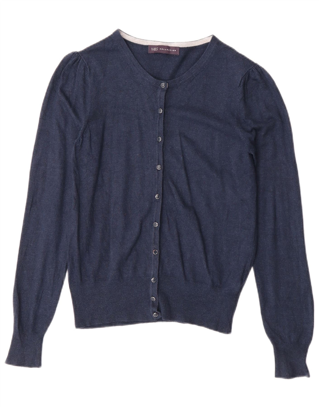 Suéter cardigã feminino Marks & Spencer Reino Unido 10 pequeno azul marinho viscose