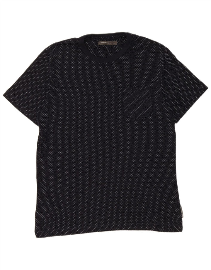 Camiseta masculina French Connection Top médio algodão manchado azul marinho