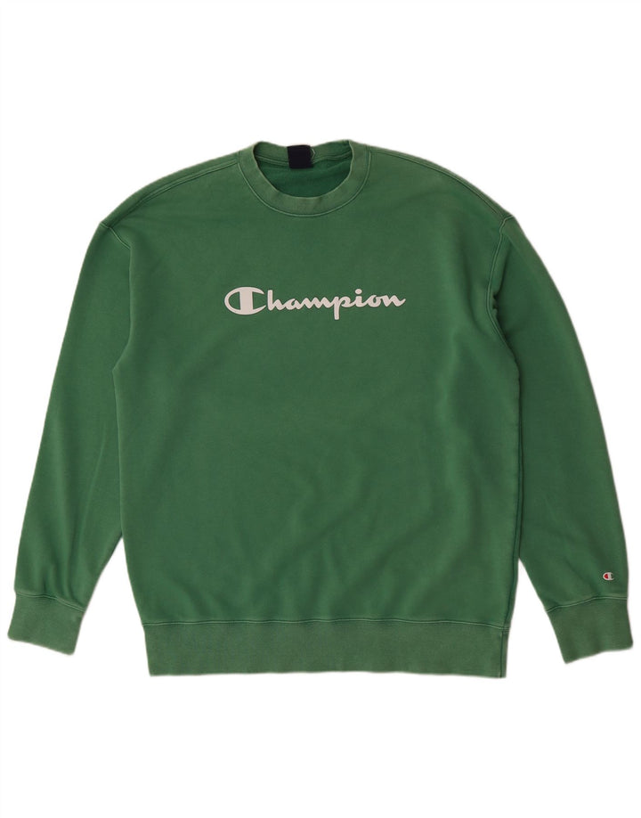 Champion moletom gráfico masculino jumper 2XL algodão verde