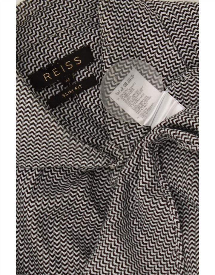 Camisa masculina Reiss Slim Fit médio preto Chevron algodão