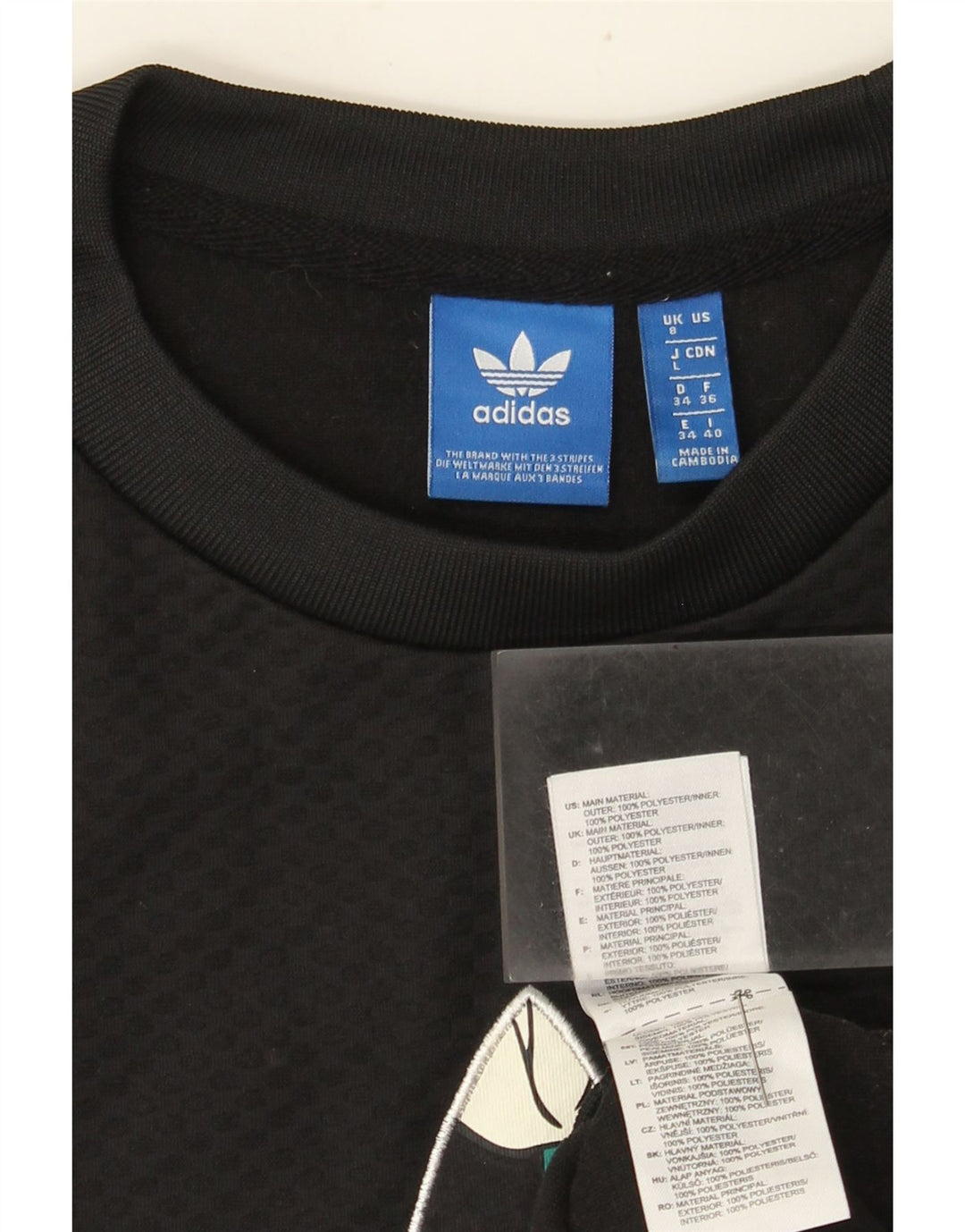 Adidas Womens Graphic Sweatshirt Jumper UK 8 Pequeno Preto Geométrico