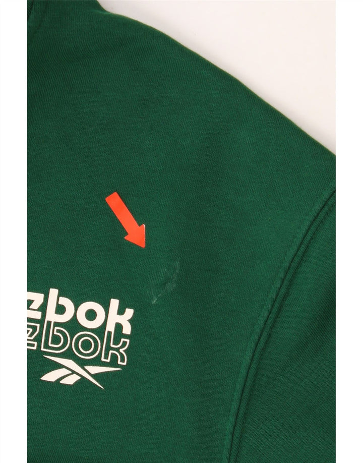 REEBOK Mens Graphic Hoodie Jumper Medium Green Cotton Vintage Reebok and Second-Hand Reebok from Messina Hembry 