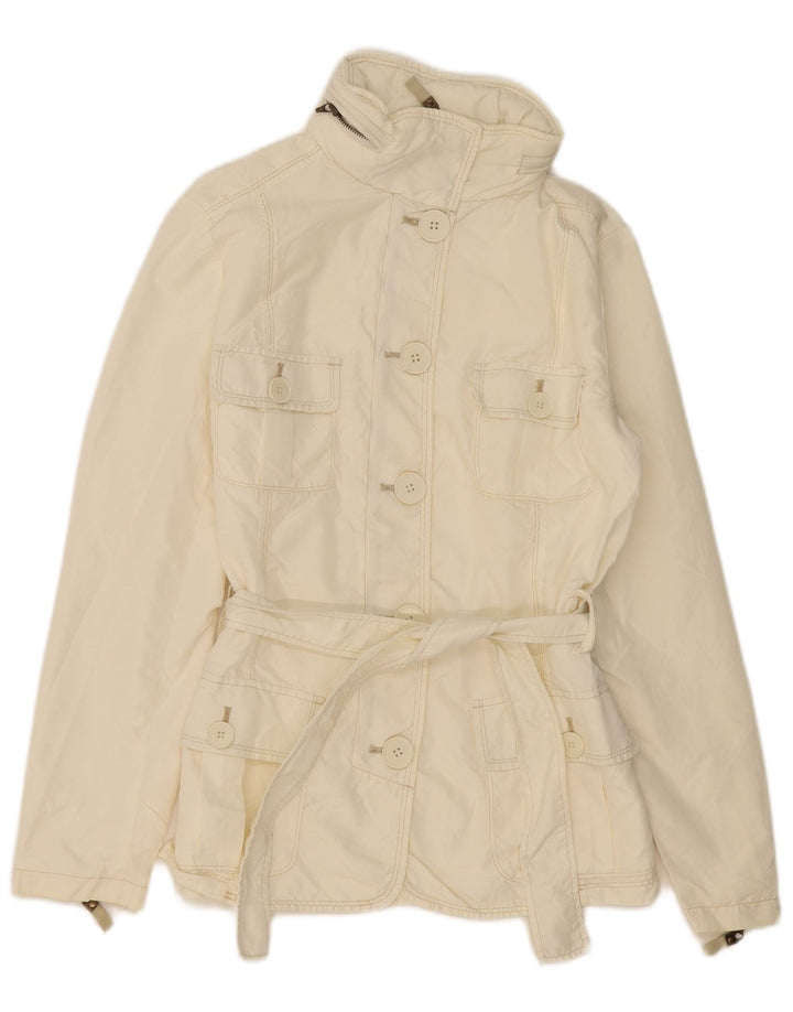 Zara Womens Hooded Utility Jacket UK 10 Pequeno Off White Nylon