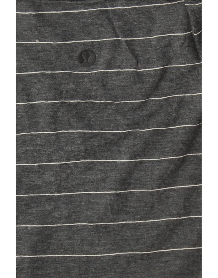 Camiseta feminina LULULEMON Reino Unido 10 pequena listrada cinza