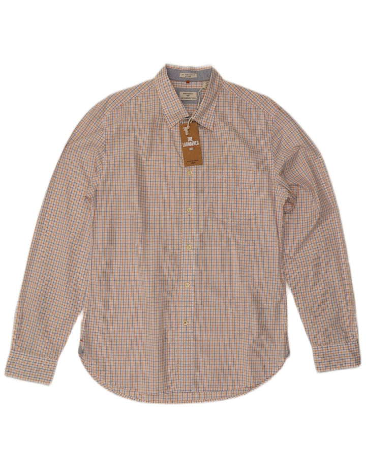 Camisa masculina Dockers justa, algodão xadrez branco médio