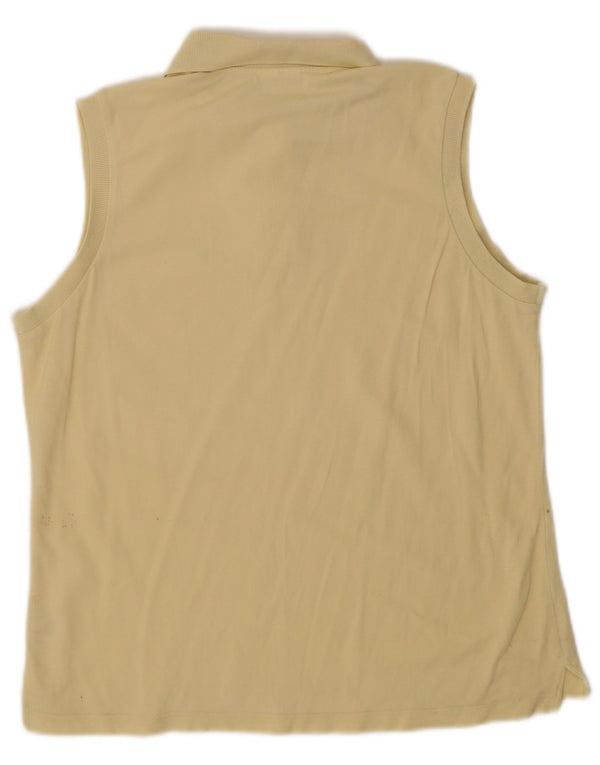 Champion Womens Sleeveless Polo Shirt UK 14 Medium Yellow Cotton