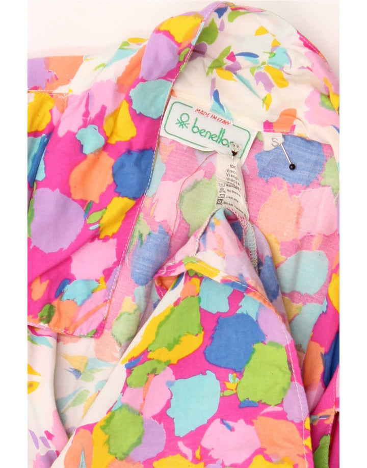 Blusa feminina com estampa abstrata Benetton Reino Unido 10 pequena multicolorida