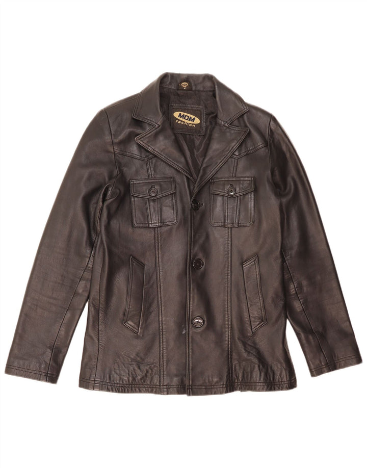 Jaqueta de couro masculina MDM UK 38 couro preto médio