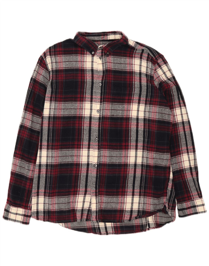 Camisa masculina de flanela French Connection 2XL algodão xadrez Borgonha
