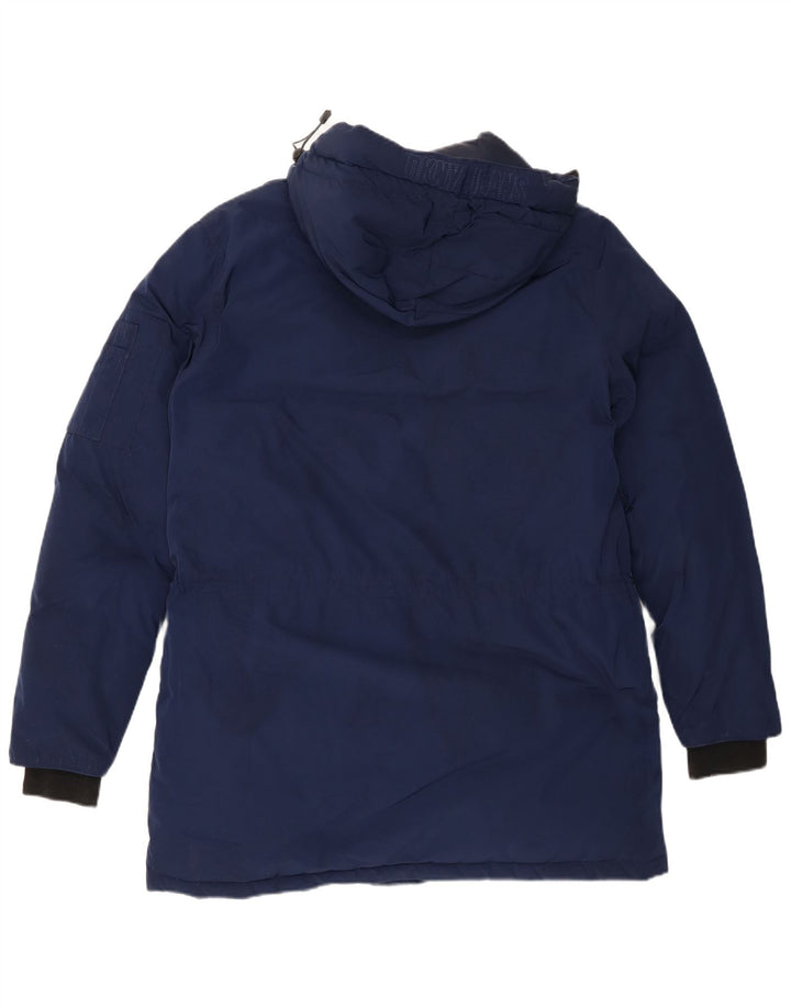 Jaqueta acolchoada com capuz masculina Dkny UK 40 grande poliéster azul marinho