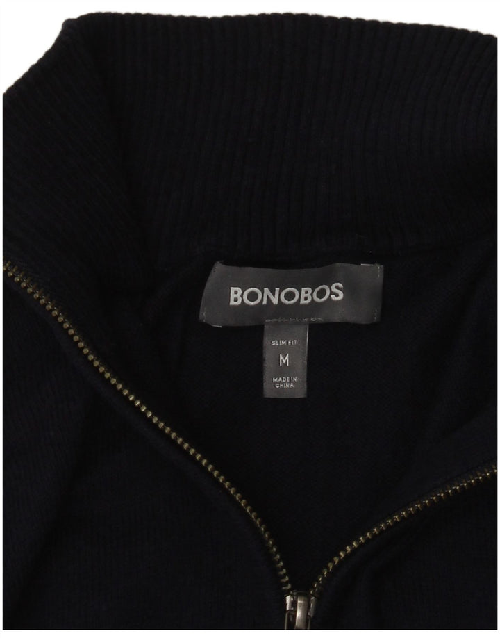 Suéter masculino BONOBOS slim fit com zíper e gola média azul marinho