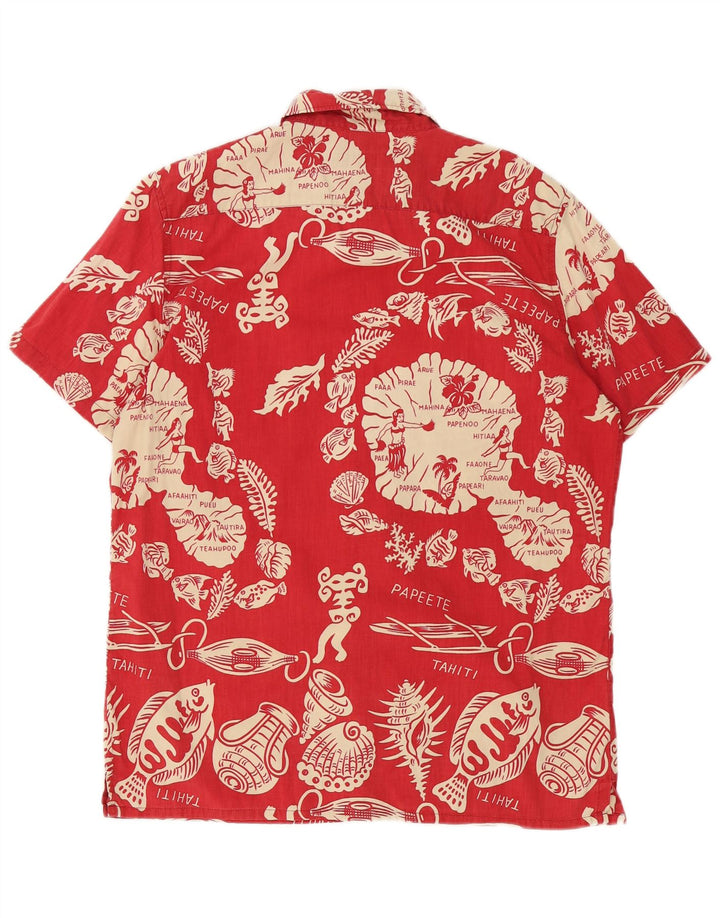 Sessenta camisa masculina de manga curta grande algodão floral vermelho