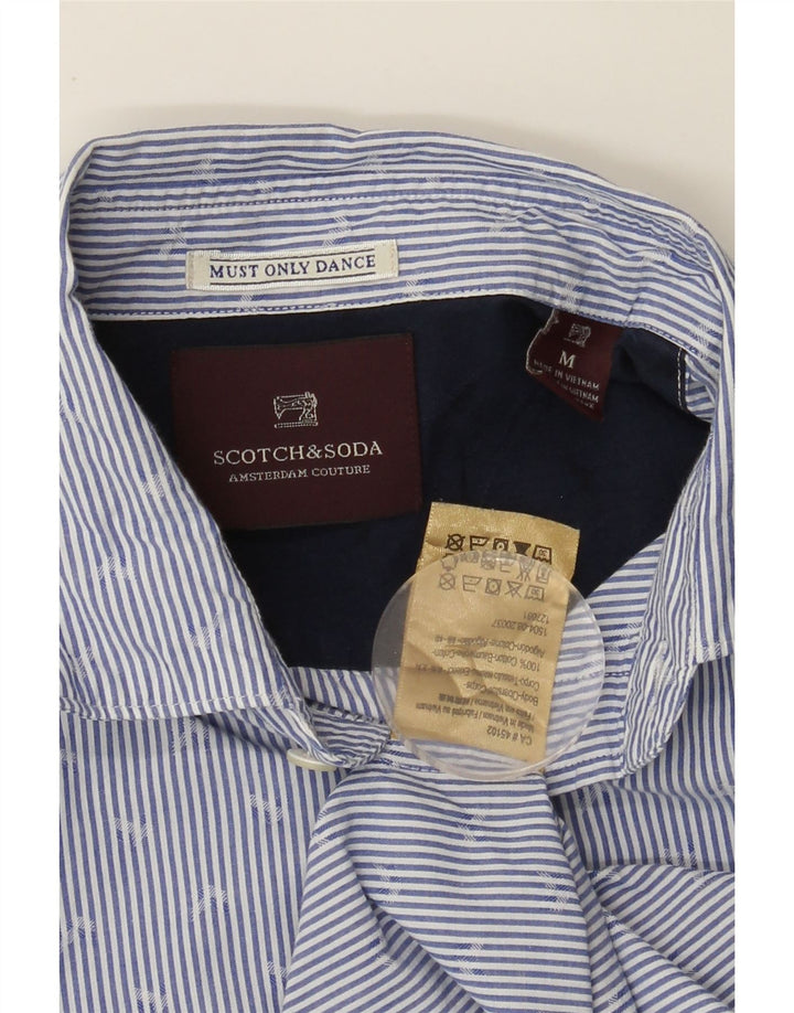 Camisa masculina SCOTCH & SODA de algodão listrado azul médio