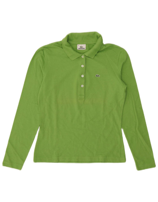Lacoste camisa polo feminina de manga comprida tamanho 42 grande algodão verde