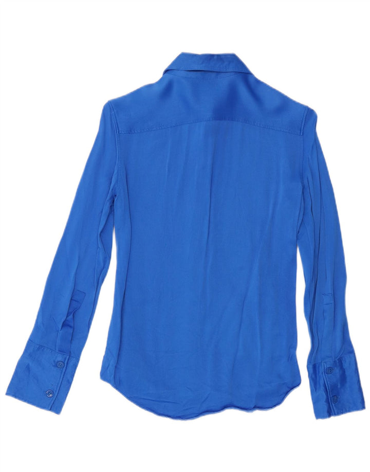 Camisa Zara Mulher UK 6 XS Azul Viscose