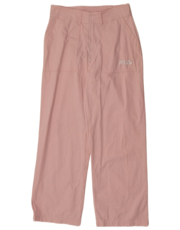 Calça feminina Fila cintura alta perna larga casual pequena W30 L28 algodão rosa