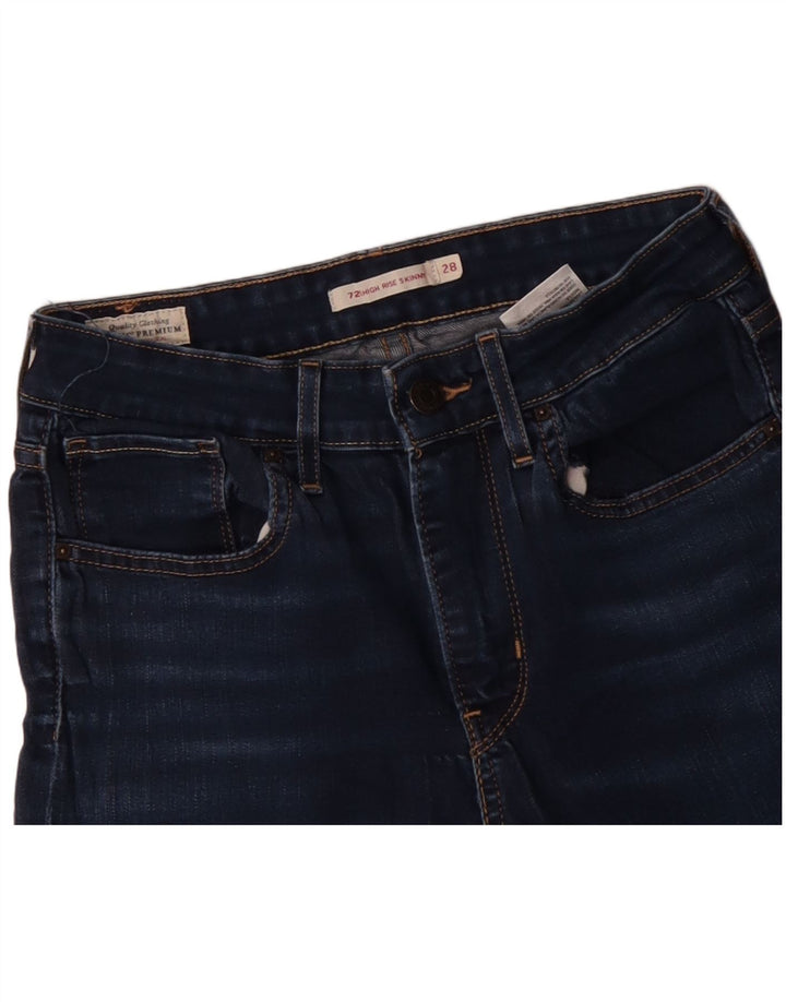 Calça jeans skinny feminina LEVI'S 721 de cintura alta W28 L28 algodão azul marinho