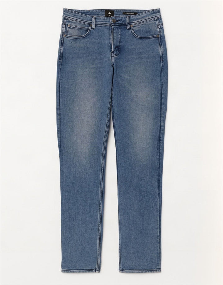 Lee Mens Slim Straight Jeans W32 L33 Azul Algodão