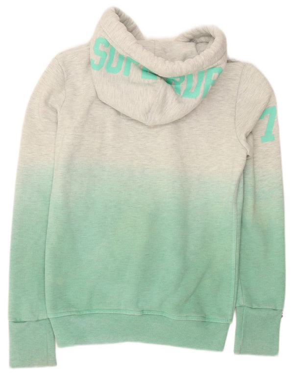 Superdry feminino gráfico moletom com capuz UK 10 pequeno bloco colorido verde