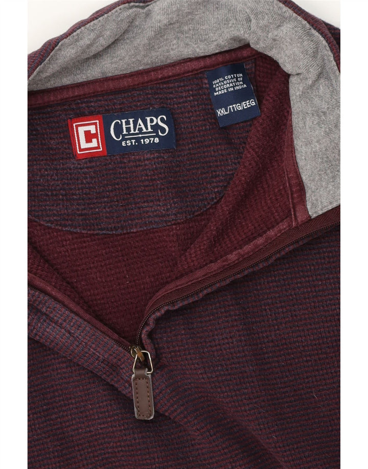 Moletom masculino Chaps com zíper e gola 2XL algodão Borgonha