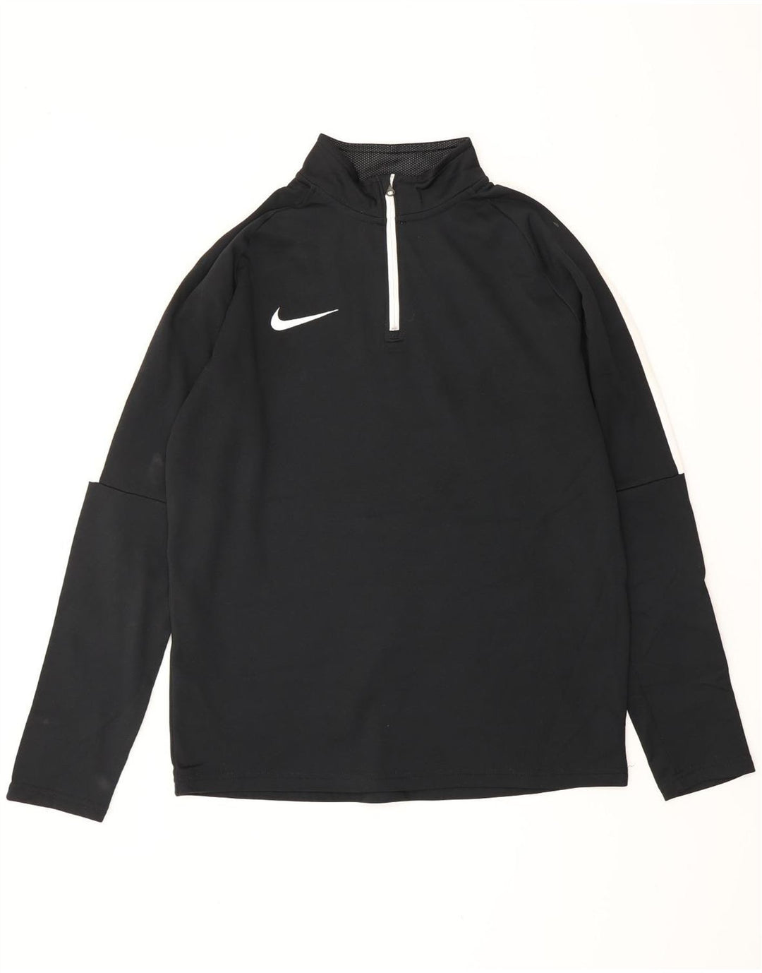 NIKE Masculino Dri Fit Zip Neck Pullover Treino Top Médio Preto Colourblock