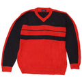 Suéter masculino Kappa com decote em V, algodão colorblock vermelho médio