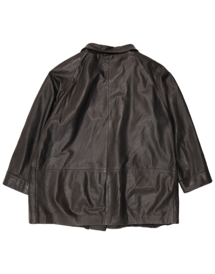 Jaqueta blazer feminina vintage de couro com 5 botões IT 52 2XL preta